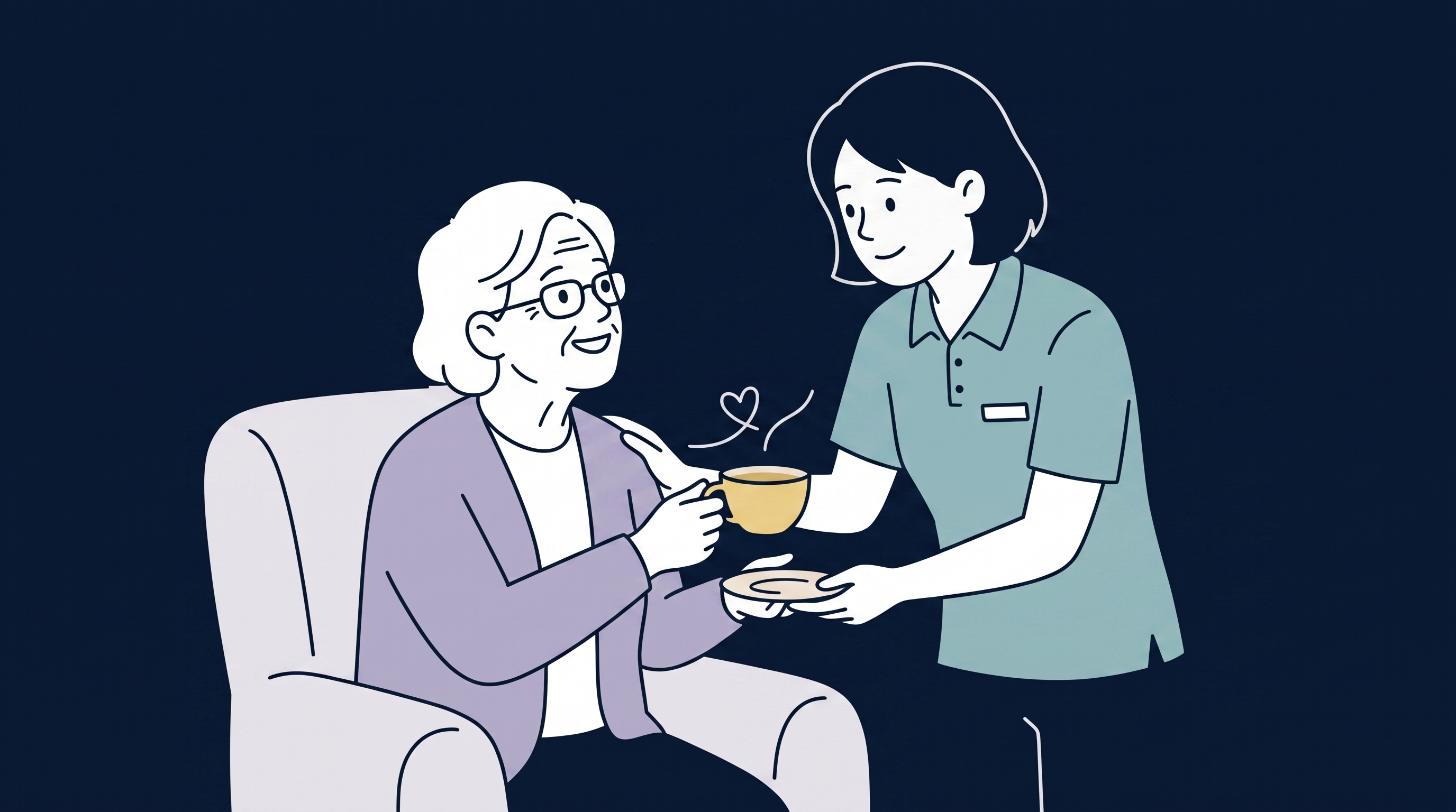 An older person in care with a familiar carer